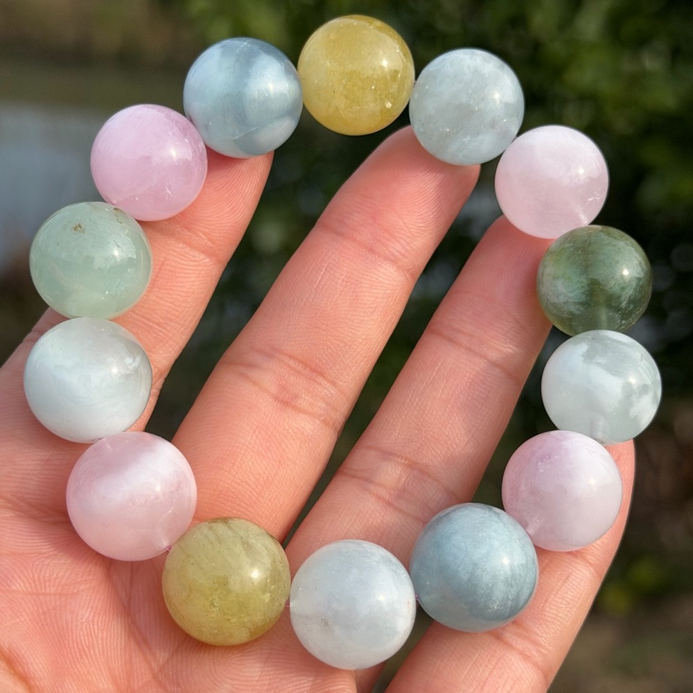 15mm stretchable chunky morganite bracelet 1100‎